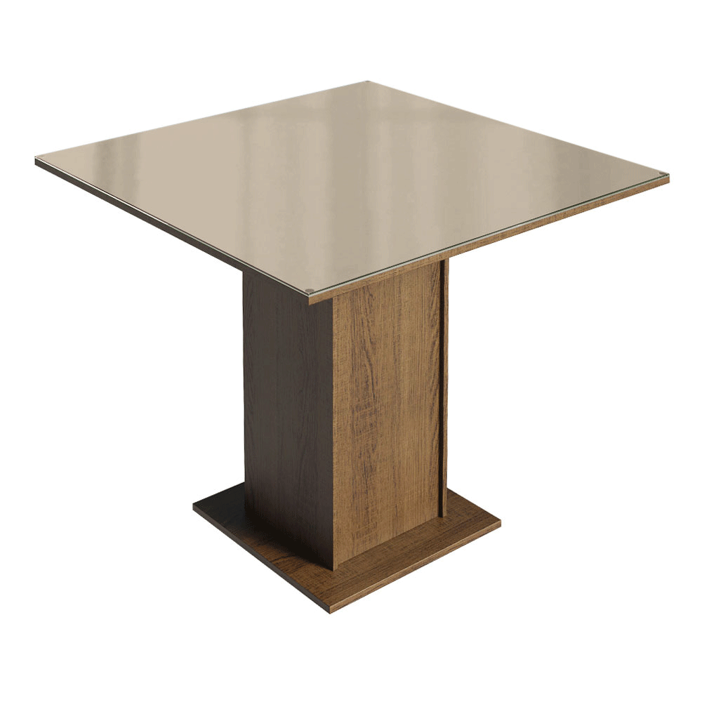 Conjunto Sala de Jantar Tampo de Vidro 4 Cadeiras Rustic/Crema/Imperial Sálvia Madesa