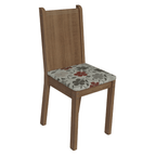 Conjunto Sala de Jantar Avelã Mesa Tampo de Vidro 4 Cadeiras Rustic/Crema/Floral Hibiscos Madesa