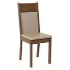 Conjunto Sala de Jantar Canela Mesa Tampo de Vidro 4 Cadeiras Rustic/Crema/Sintético Bege Madesa