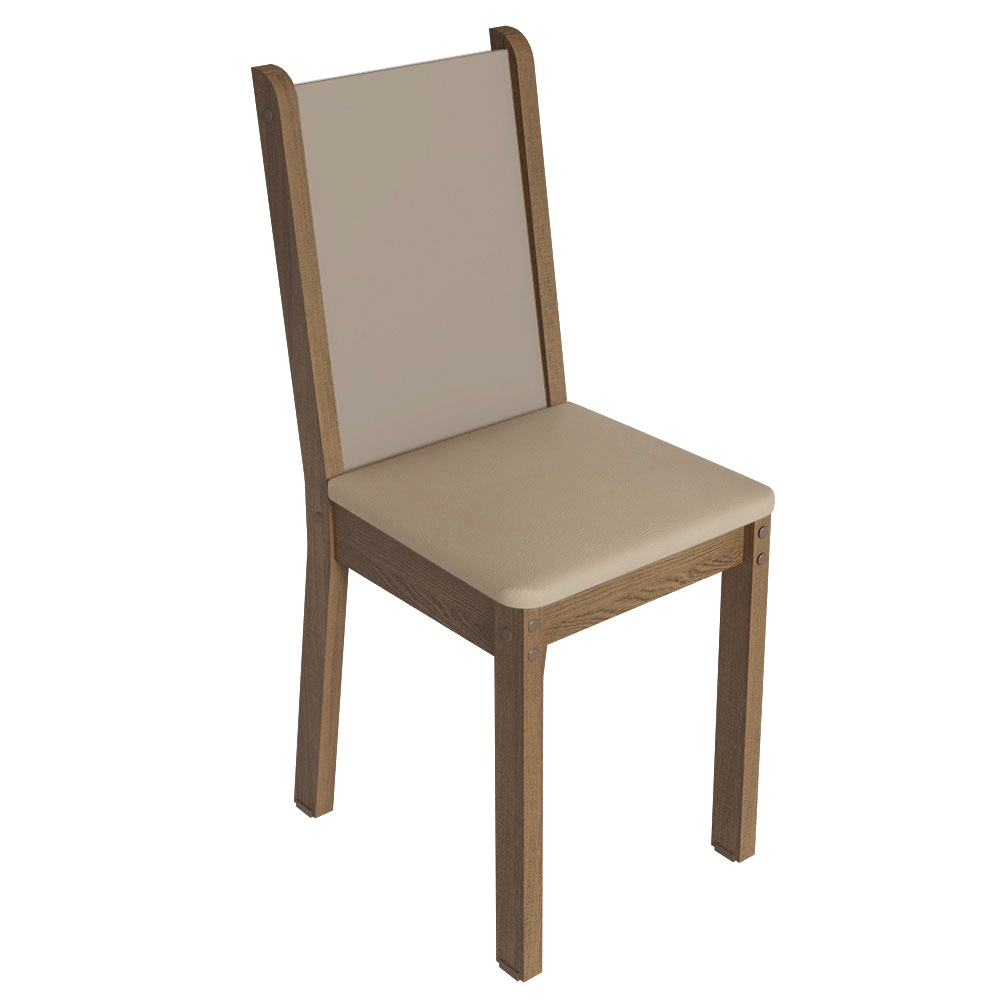 Conjunto Sala de Jantar Canela Mesa Tampo de Vidro 4 Cadeiras Rustic/Crema/Sintético Bege Madesa