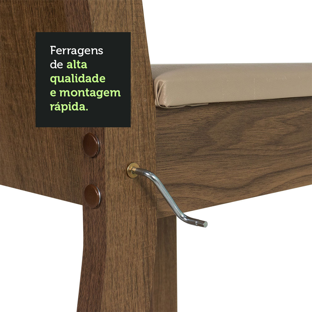 Conjunto Sala de Jantar Madesa Analu Mesa Tampo de Madeira com 6 Cadeiras Rustic/Sintético Bege