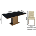 Conjunto Sala de Jantar Mesa Tampo de Madeira 6 Cadeiras Rustic/Preto/Imperial Hanna Madesa