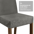 Conjunto Sala de Jantar Mesa Tampo de Vidro 6 Cadeiras Rustic/Crema/Silver Alexis Madesa