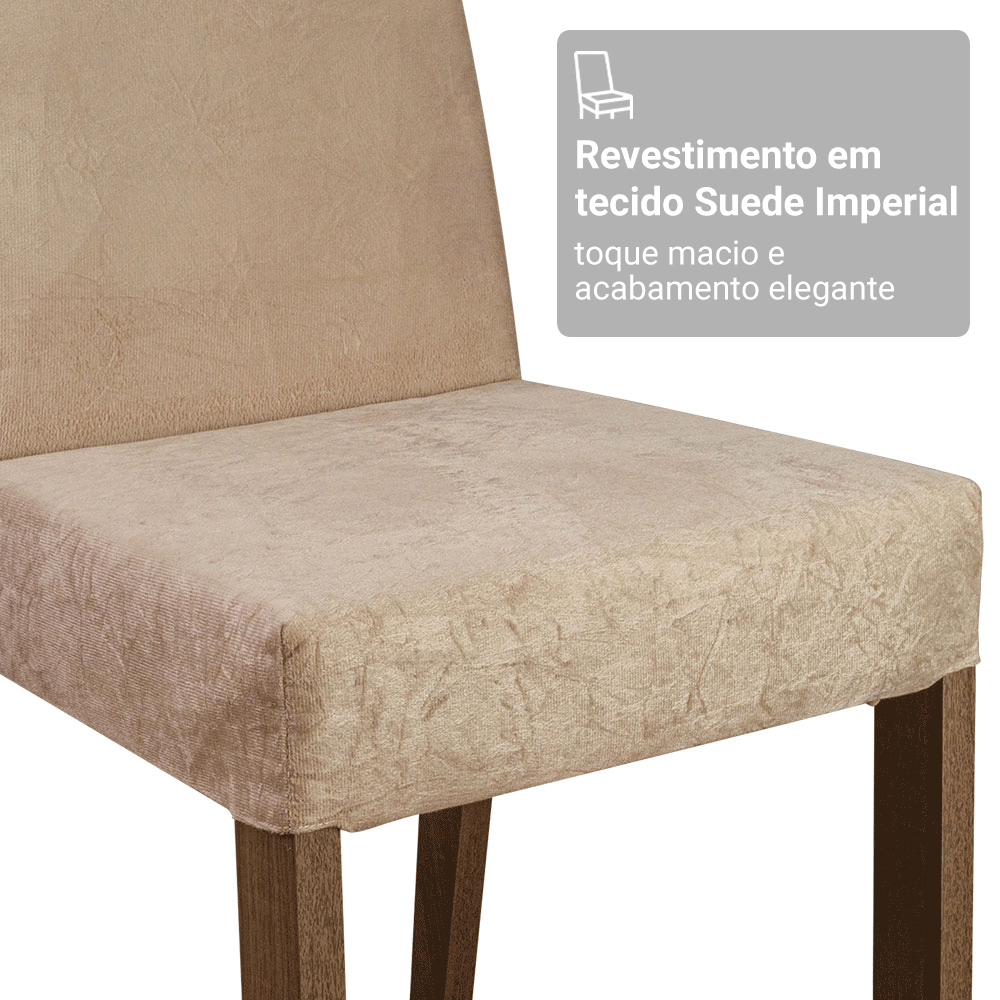 Conjunto Sala de Jantar Mesa Tampo de Vidro 6 Cadeiras Rustic/Crema/Imperial Alexis Madesa