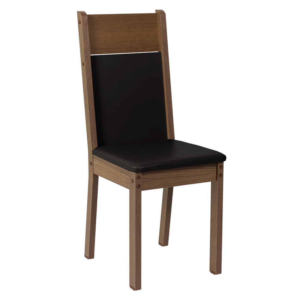 Conjunto Sala de Jantar Mesa Tampo de Madeira 6 Cadeiras Preto/Rustic Augusta Madesa