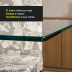 Conjunto Sala de Jantar Mesa Tampo de Vidro 6 Cadeiras Rustic/Crema/Bege Marrom Yolanda Madesa