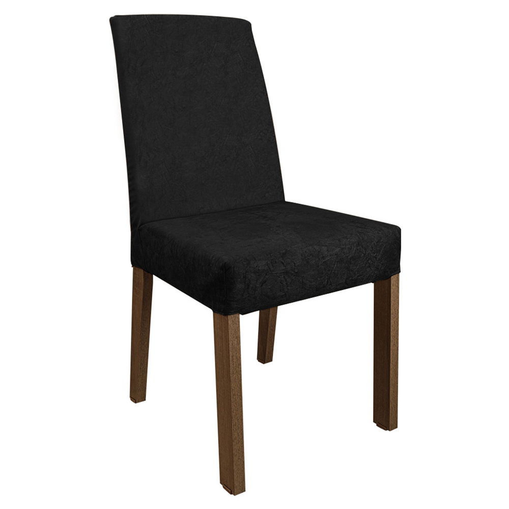 Conjunto Sala de Jantar Mesa Tampo de Madeira 6 Cadeiras Rustic/Preto/Oxford Renata Madesa