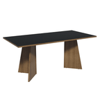 Conjunto Sala de Jantar Tampo de Madeira 6 Cadeiras Rustic/Preto/Oxford Minsk Madesa