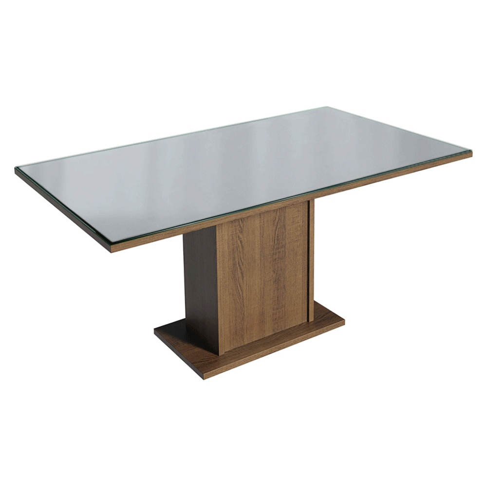 Conjunto Sala de Jantar Tampo de Vidro 6 Cadeiras Rustic/Cinza/Silver Dália Madesa