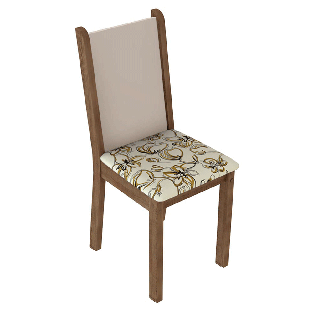 Conjunto Sala de Jantar Lucena Mesa Tampo de Madeira 6 Cadeiras Rustic/Crema/Lírio Bege Madesa