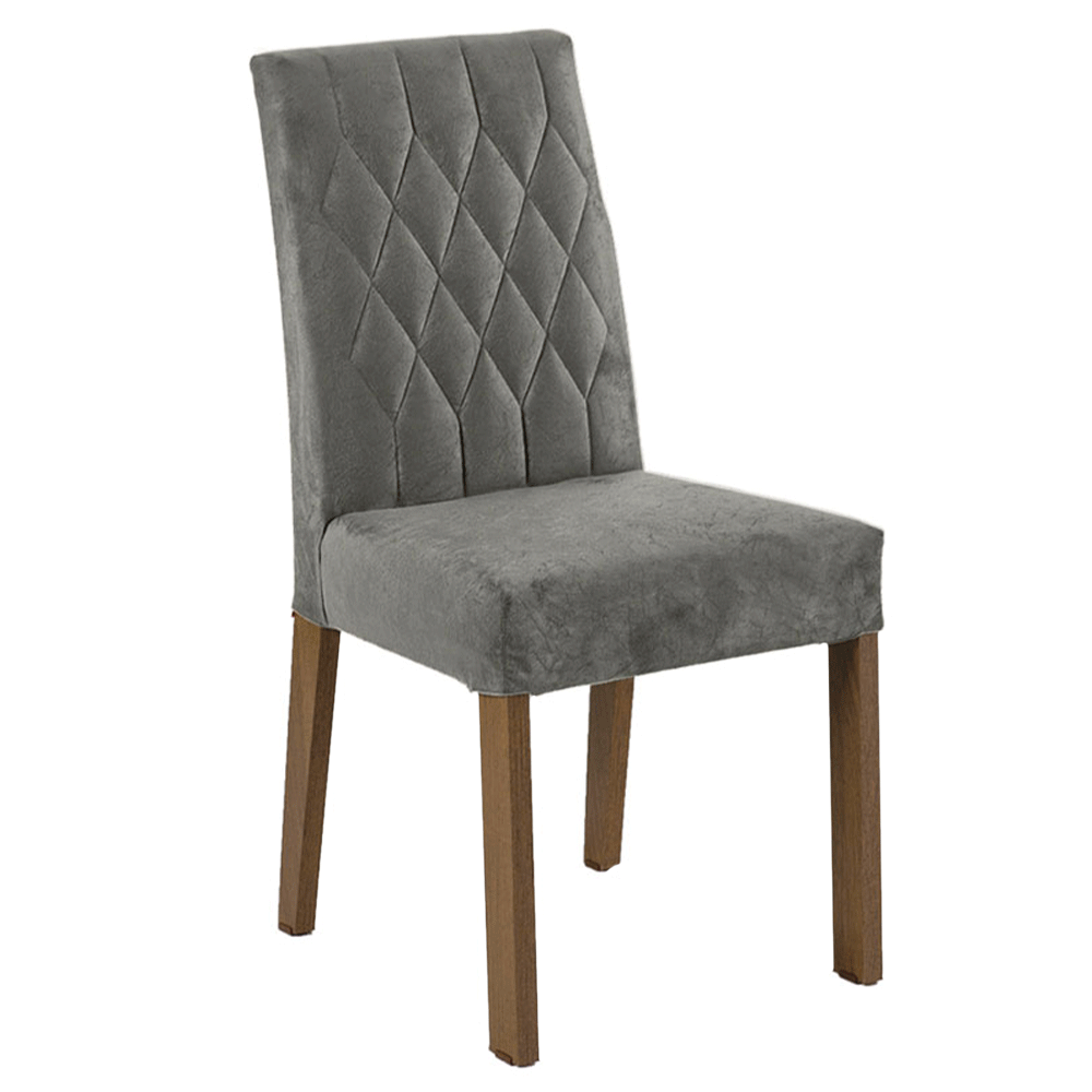 Conjunto Sala de Jantar Tampo com Vidro 6 Cadeiras Rustic/Silver Dinan Madesa