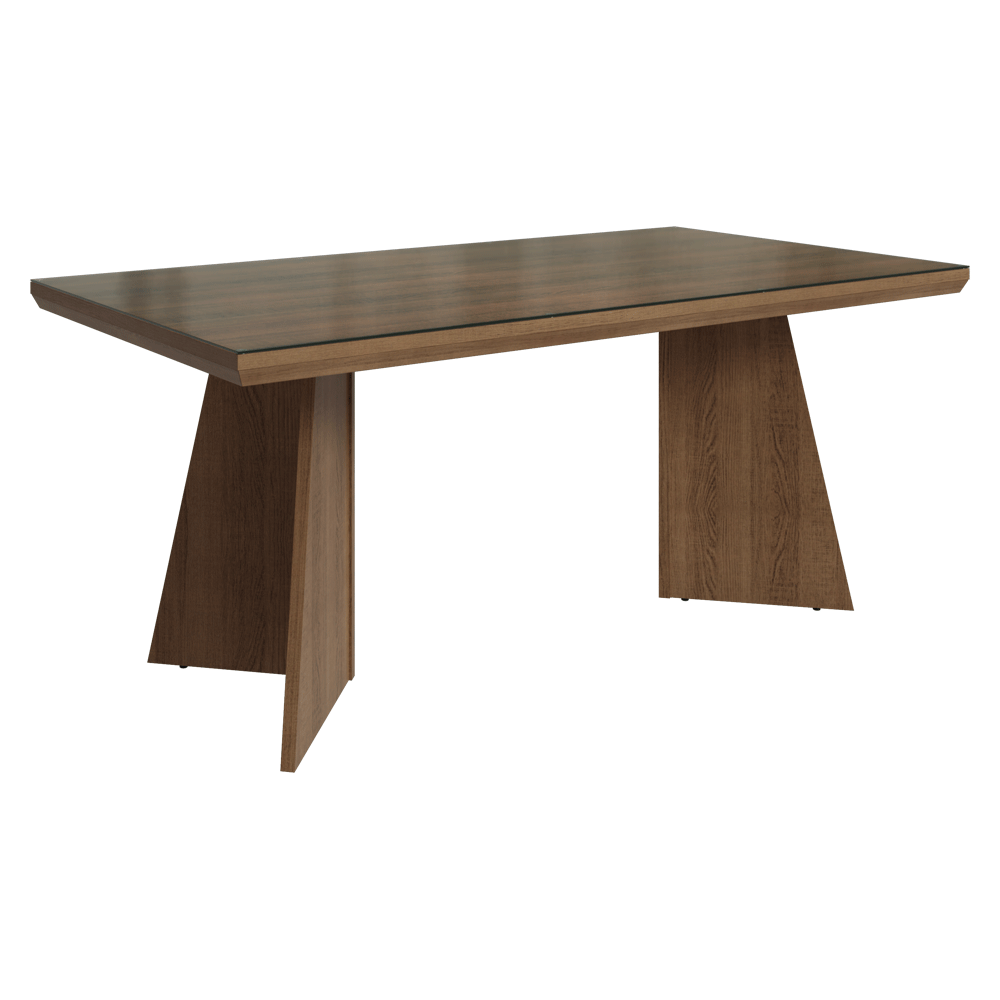 Conjunto Sala de Jantar Tampo com Vidro 6 Cadeiras Rustic/Oxford Pienza Madesa