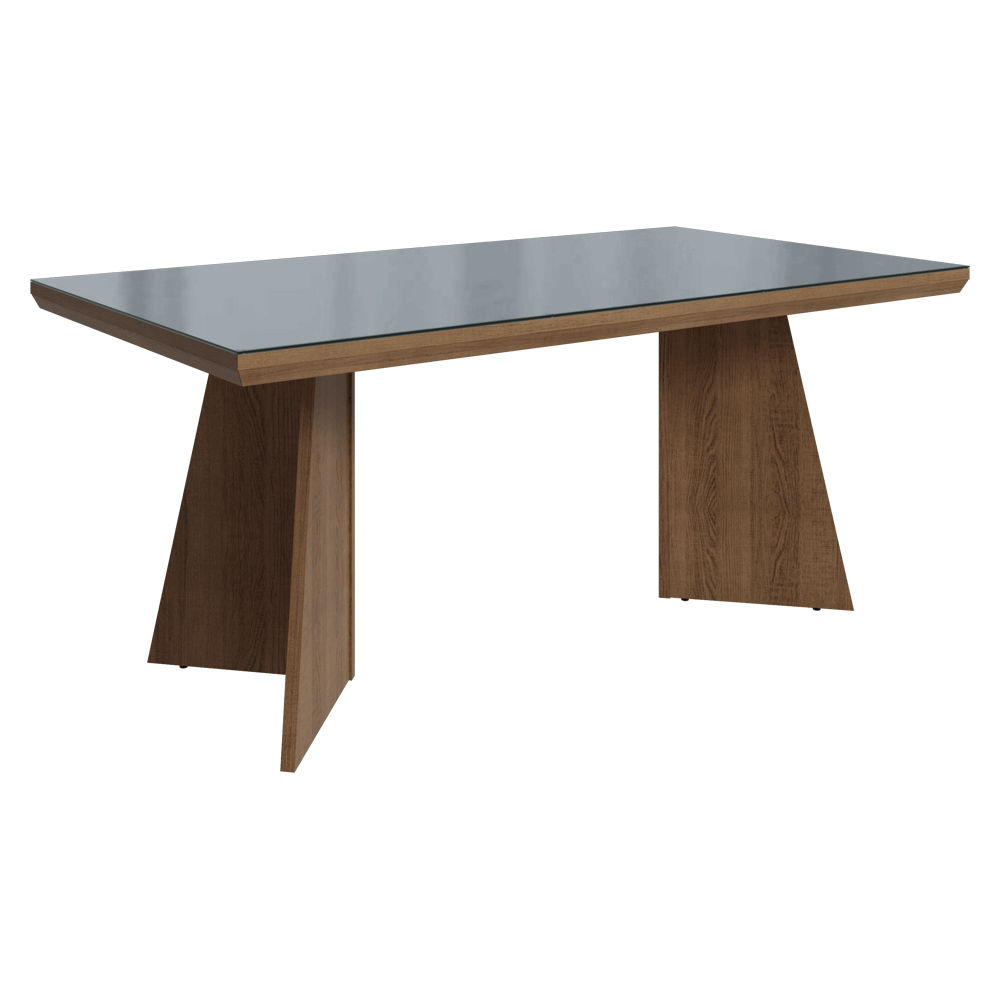 Conjunto Sala de Jantar Tampo com Vidro 6 Cadeiras Rustic/Cinza/Silver Pienza Madesa