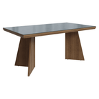Conjunto Sala de Jantar Tampo com Vidro 6 Cadeiras Rustic/Cinza/Silver Pienza Madesa