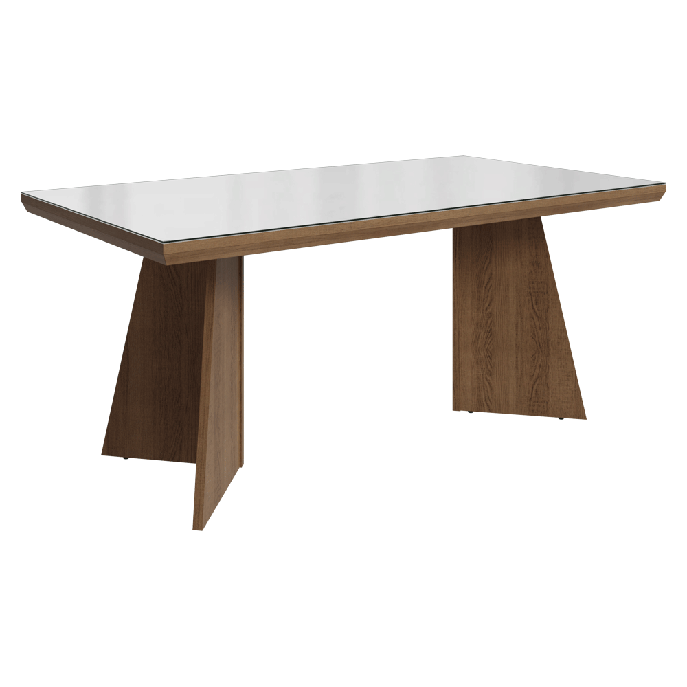 Conjunto Sala de Jantar Tampo com Vidro 6 Cadeiras Rustic/Branco/Imperial Pienza Madesa