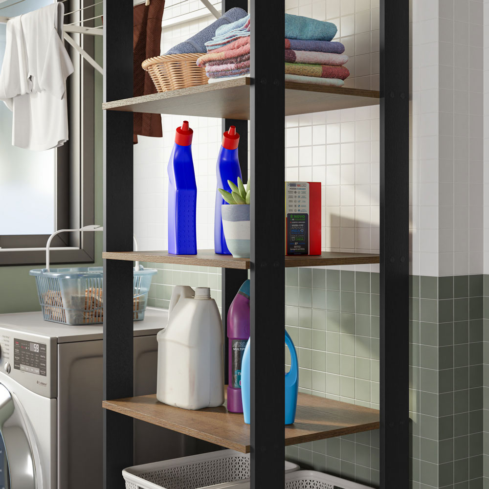 Estante Multiuso para Lavanderia 59cm Rustic/Preto Madesa