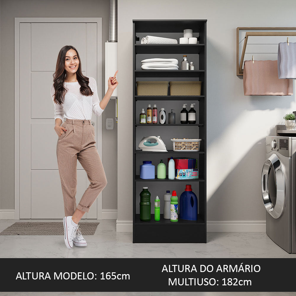 Armário Multiuso 60 cm 1 porta Preto Madesa