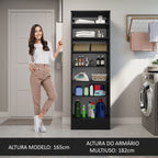 Armário Multiuso 60 cm 1 porta Preto Madesa