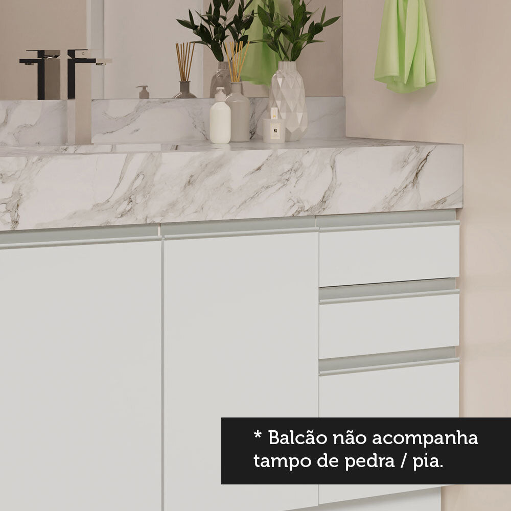 Armário Gabinete para Banheiro 120cm 2 Portas 3 Gavetas Branco Madesa