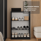 Estante Sapateira 3 Prateleiras Sem Portas Preto Madesa