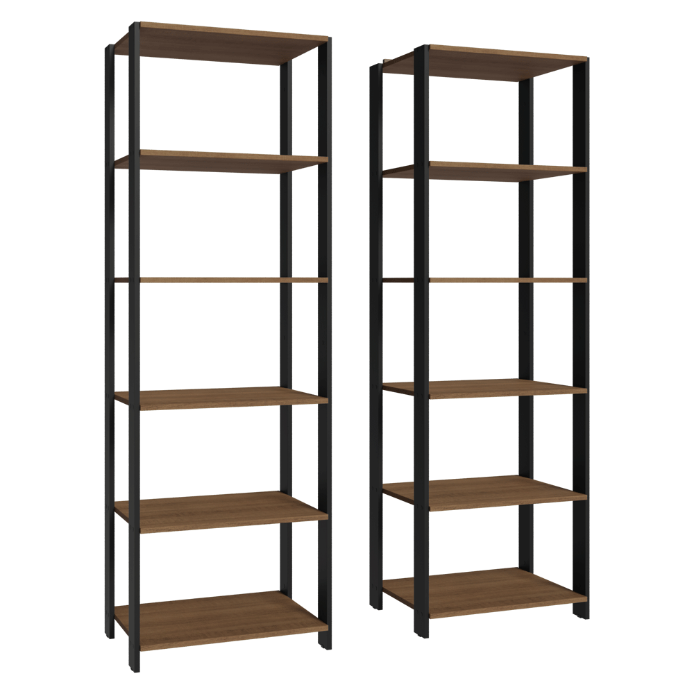 Armário Estante Multiuso Organizador 10 Prateleiras 118cm Rustic/Preto Madesa