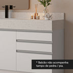 Armário Gabinete para Banheiro 180cm 3 Portas 3 Gavetas Branco Madesa