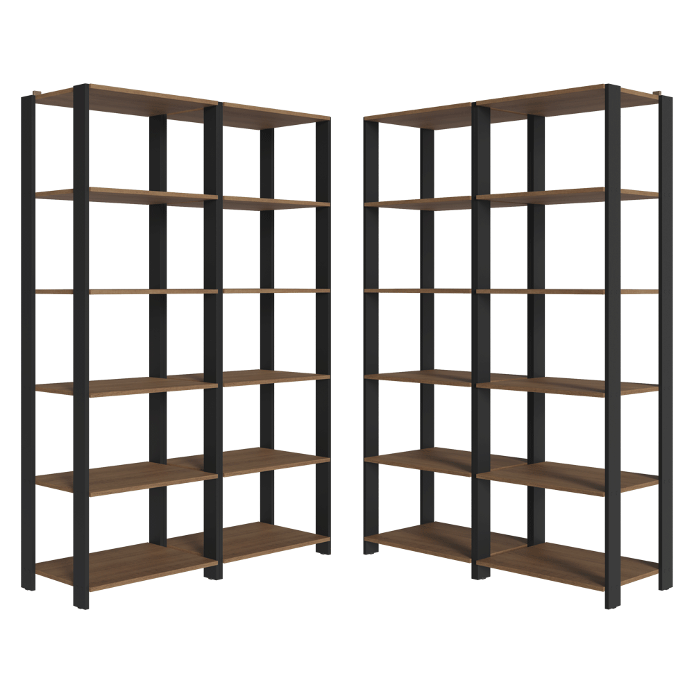 Armário Estante Multiuso Organizador Despensa de Canto 20 Prateleiras 236cm Rustic/Preto Madesa