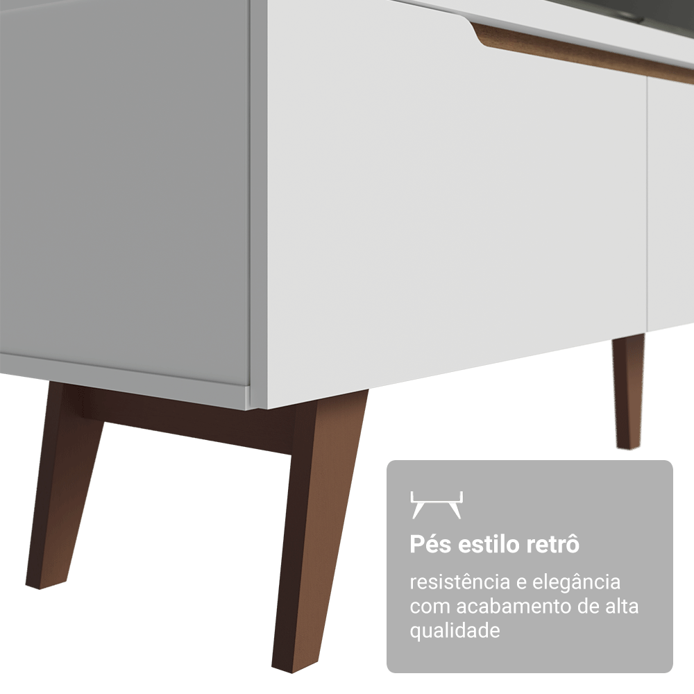 Rack para TV até 80 Polegadas 180cm 2 Portas 1 Gaveta Branco/Rustic Toronto Madesa