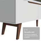 Rack para TV até 80 Polegadas 180cm 2 Portas 1 Gaveta Branco/Rustic Toronto Madesa