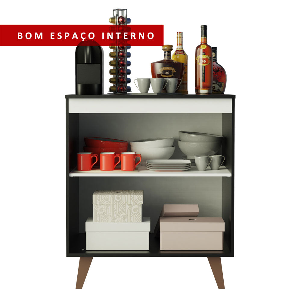 Balcão Cantinho do Café Madesa Reims 70 cm 2 Portas Preto