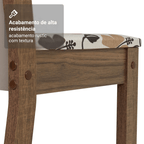 Conjunto Sala de Jantar Madesa Talita Mesa Tampo de Madeira com 4 Cadeiras Rustic/Crema/Floral Hibiscos