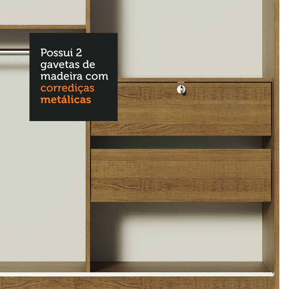 Guarda-Roupa Infantil Madesa Nick 2 Portas de Correr Rustic