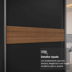 Guarda-Roupa Casal 100% MDF com Pés 3 Portas 1 Espelho Preto Malta Madesa