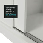 Guarda-Roupa Casal Madesa Lyon Plus 3 Portas de Correr com Espelhos 4 Gavetas com Pés Branco