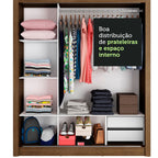 Guarda-Roupa Casal Madesa Lyon 3 Portas de Correr de Espelho 2 Gavetas Rustic