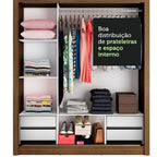 Guarda-Roupa Casal Madesa Lyon Plus 3 Portas de Correr de Espelho 4 Gavetas Rustic