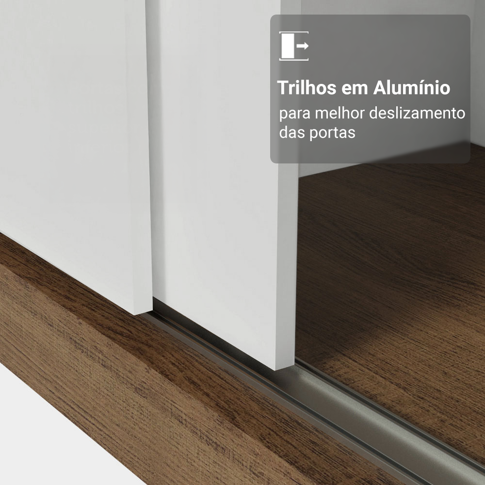 Guarda-Roupa Casal 3 Portas de Correr Rustic/Branco Madesa Mônaco