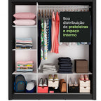 Guarda-Roupa Casal Madesa Mônaco 3 Portas de Correr Preto/Branco