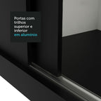 Guarda-Roupa Casal Madesa Lyon 3 Portas de Correr de Espelho 2 Gavetas Preto