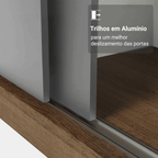 Guarda-Roupa Casal Madesa Mônaco 3 Portas de Correr com Espelhos Rustic/Cinza