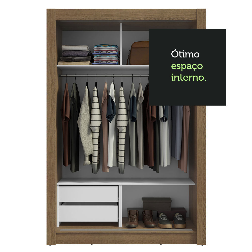 Guarda-Roupa Solteiro Madesa Dallas 2 Portas de Correr 2 Gavetas Rustic