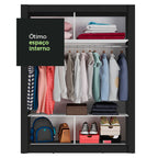 Guarda-Roupa Solteiro Madesa Denver 2 Portas de Correr Preto