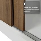 Guarda-Roupa Solteiro Madesa Denver 2 Portas de Correr com Espelho Branco/Rustic