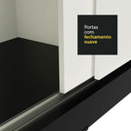 Guarda-Roupa Casal Madesa Reno 3 Portas de Correr de Espelho Preto/Branco