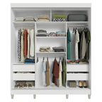 Guarda-Roupa Casal com Pés 3 Portas de Correr Branco/Rustic Reno Madesa