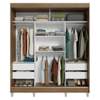 Guarda-Roupa Casal com Pés 3 Portas de Correr com Espelhos Rustic/Cinza Reno Madesa