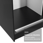 Guarda-Roupa Casal Madesa Reno 3 Portas de Correr Preto/Cinza