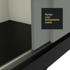 Guarda-Roupa Casal Madesa Reno 3 Portas de Correr com Espelhos Preto/Cinza