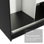 Guarda-Roupa Solteiro Madesa Tokio 2 Portas de Correr com Espelho 2 Gavetas Preto/Branco