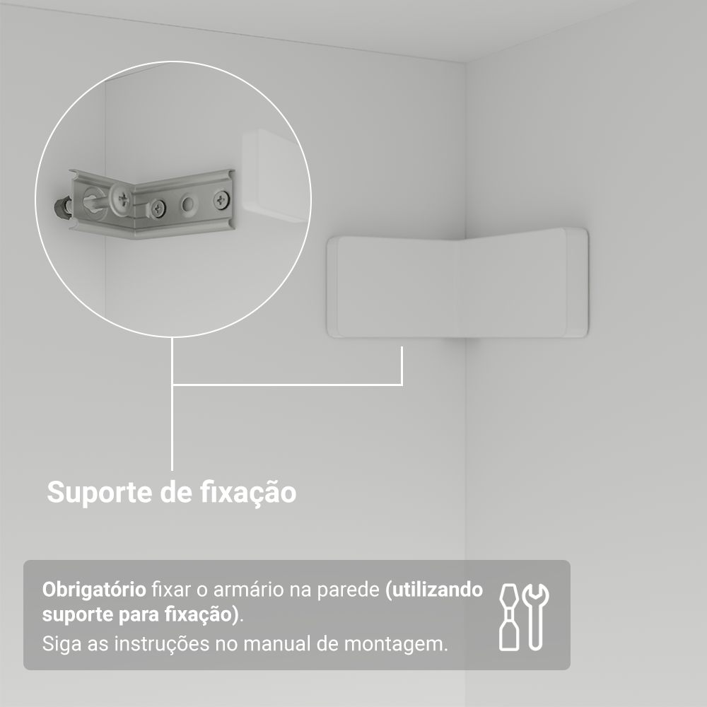 Guarda-Roupa Closet 2 Gavetas 121 cm Branco Venus Madesa